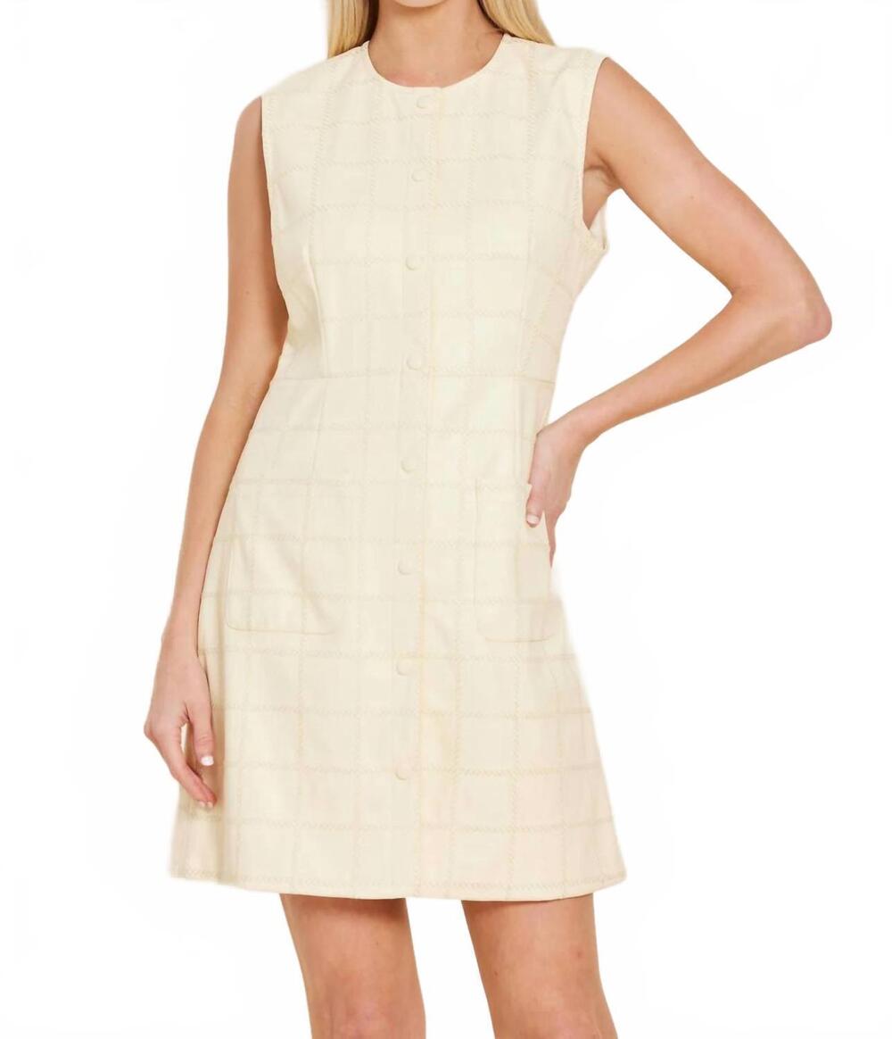 NEW DOLCE CABO faux leather stitch dress in butter